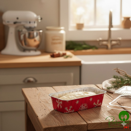 Durable Packaging 2 lb. Holiday Foil Loaf Pan with Clear Dome Lid - 100/Case