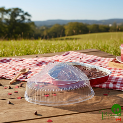 Durable Packaging P9701V Clear Dome Lid for Heart Shaped Foil Bake Pan - 100/Case