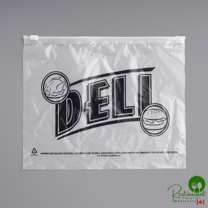 InnoPak 10" x 8" Printed Plastic Deli Saddle Bag with Slide Seal - 1,000/Case