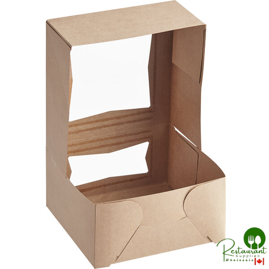 8" x 8" x 4" Kraft Auto-Popup Window Cake / Bakery Box By Prime - 150/Case