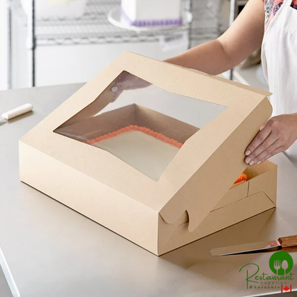 19" x 14" x 4" Kraft Half Sheet Window Cake / Bakery Box By Prime - 50/Case