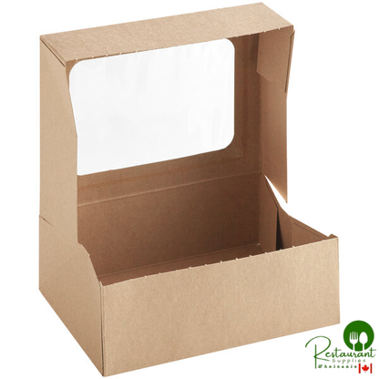 8" x 5 3/4" x 2 1/2" Kraft Auto-Popup Window Cookie / Bakery Box By Prime - 200/Bundle