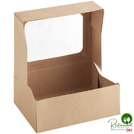 8" x 5 3/4" x 2 1/2" Kraft Auto-Popup Window Cookie / Bakery Box By Prime - 200/Bundle
