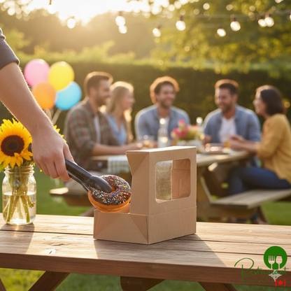 8" x 5 3/4" x 2 1/2" Kraft Auto-Popup Window Cookie / Bakery Box By Prime - 200/Bundle