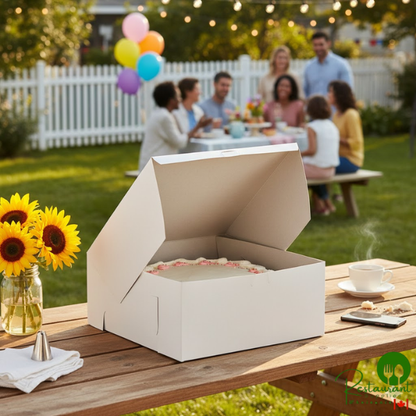 14" x 14" x 6" White Cake / Bakery Box By Prime- 50/Case