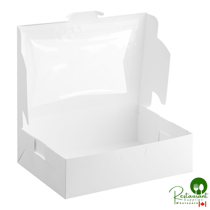 14" x 10" x 4" White Customizable Window Cake / Bakery Box By Prime- 100/Bundle