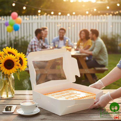 14" x 10" x 4" White Customizable Window Cake / Bakery Box By Prime- 100/Bundle