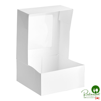 9" x 9" x 4" White Auto-Popup Window Cake / Bakery Box By Prime- 150/Case