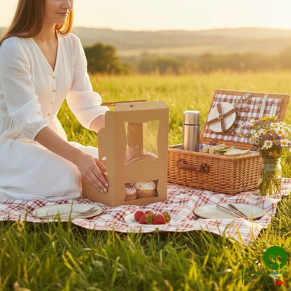 10" x 10" x 5" Kraft Window Cake / Bakery Box By Prime- 150/Bundle