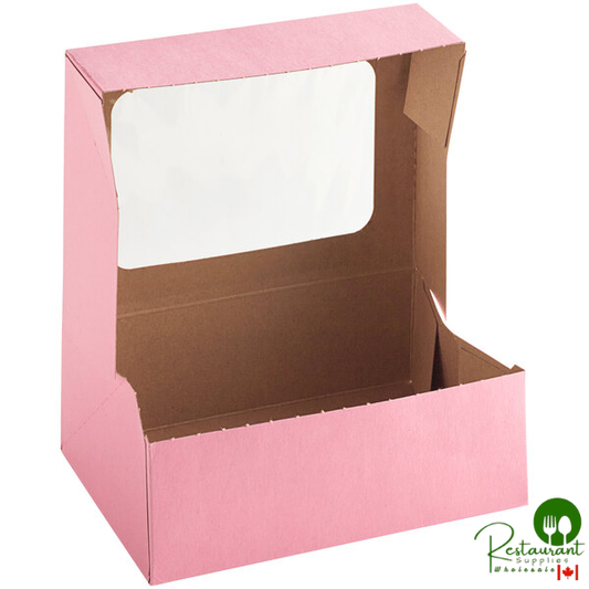 8" x 5 3/4" x 2 1/2" Pink Auto-Popup Window Cookie / Bakery Box By Prime - 200/Bundle