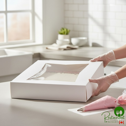 26 1/2" x 18 5/8" x 3" White Auto-Popup Window Full Sheet Cake / Bakery Box Top By Prime- 50/Cas