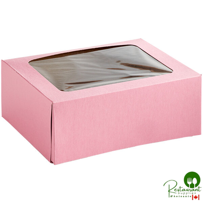 9" x 7" x 3 1/2" Pink Auto-Popup Window Cake / Bakery Box By Prime - 200/Bundle