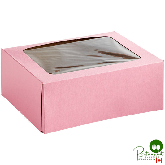 9" x 7" x 3 1/2" Pink Auto-Popup Window Cake / Bakery Box By Prime - 200/Bundle