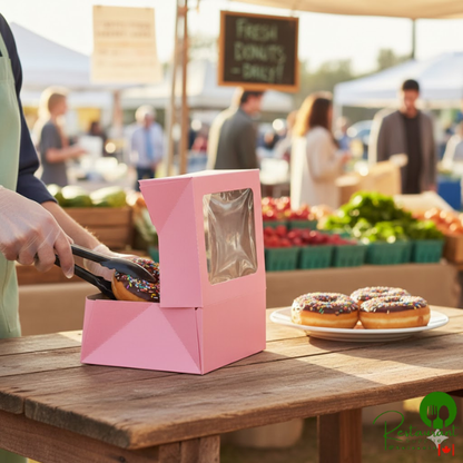 9" x 7" x 3 1/2" Pink Auto-Popup Window Cake / Bakery Box By Prime - 200/Bundle