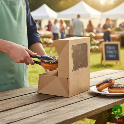 9" x 7" x 3 1/2" Kraft Auto-Popup Window Cake / Bakery Box By Prime - 200/Bundle