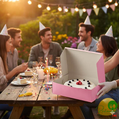 14" x 10" x 4" Pink Quarter Sheet Cake / Bakery Box By Prime- 100/Case
