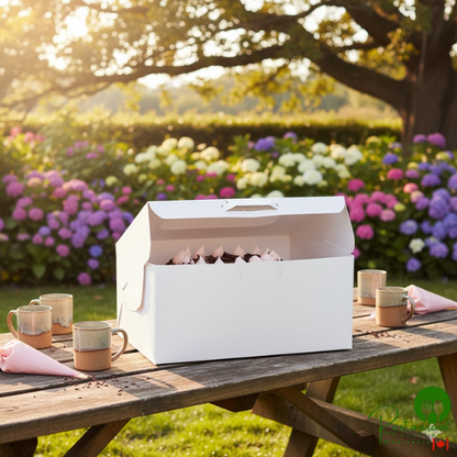 14" x 10" x 6 1/2" White Quarter Sheet Window Cake / Bakery Box By Prime - 100/Case