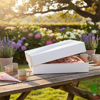 18 1/2" x 14 1/2" x 5" White Half Sheet Cake / Bakery Box By Prime- 50/Bundle