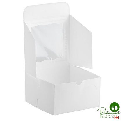7" x 7" x 4" White Window Cake / Bakery Box By Prime - 100/Bundle