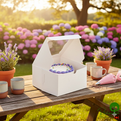 7" x 7" x 4" White Window Cake / Bakery Box By Prime - 100/Bundle