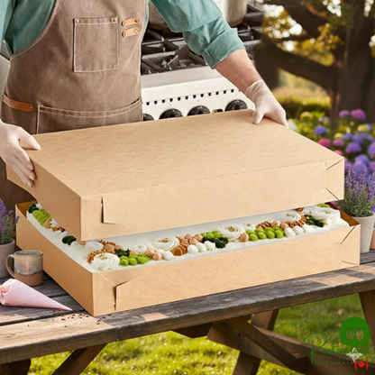 26" x 18 1/2" x 4" Kraft Full Sheet Cake / Bakery Box By Prime - 25/Case