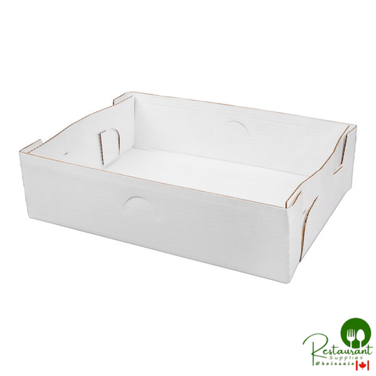 19 3/8" x 14 1/16" x 5" White Half Sheet Corrugated Tray By Prime - 50/Bundle