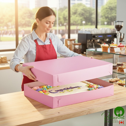 26" x 18 1/2" x 4" Pink Full Sheet Cake / Bakery Box By Prime- 25/Case
