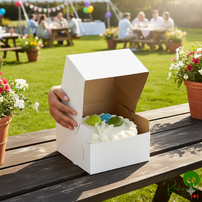 8" x 8" x 4 7/8" White Heavy Weight Auto-Popup Cake / Bakery Box By Prime - 100/Case