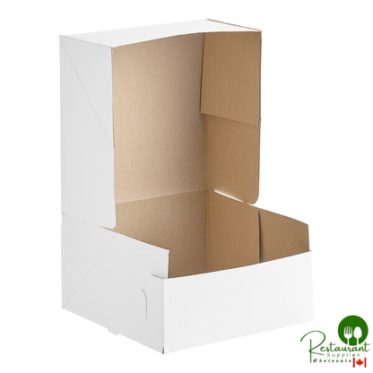 9" x 9" x 4 7/8" White Heavy Weight Auto-Popup Cake / Bakery Box By Prime - 100/Case