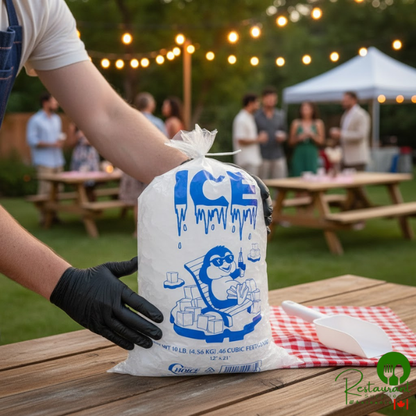 10 lb. Clear Plastic Ice Bag with Ice Print With Prime - 1,000/Case