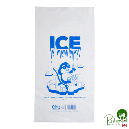 50 lb. Clear Plastic Ice Bag with Ice Print By Prime - 250/Case