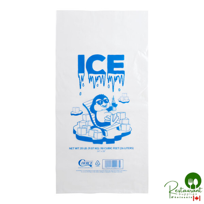 20 lb. Clear Plastic Ice Bag with Ice Print By Prime- 500/Case