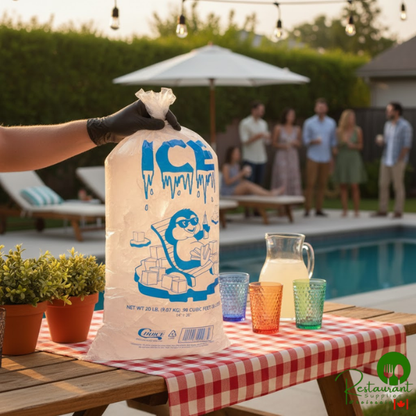 20 lb. Clear Plastic Ice Bag with Ice Print By Prime- 500/Case