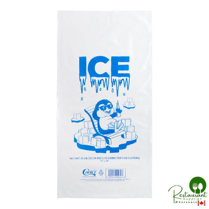 25 lb. Clear Plastic Ice Bag with Ice Print By Prime - 500/Case