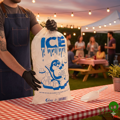 25 lb. Clear Plastic Ice Bag with Ice Print By Prime - 500/Case