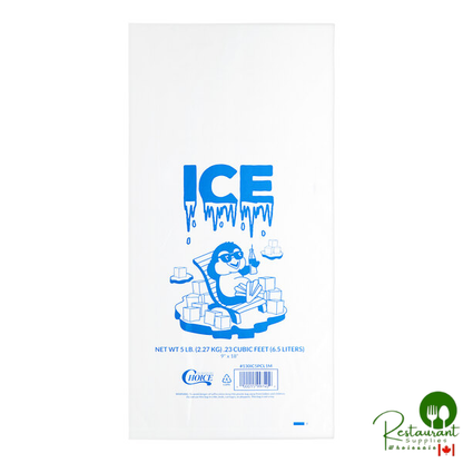 5 lb. Clear Plastic Ice Bag with Ice Print - 1,000/Bundle