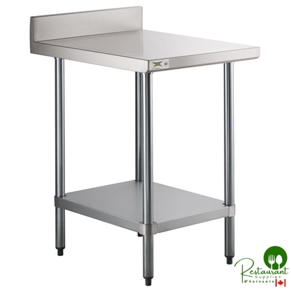 Regency 30" x 24" 18-Gauge 304 Stainless Steel Equipment Filler Table with Backsplash and Galvanized Undershelf