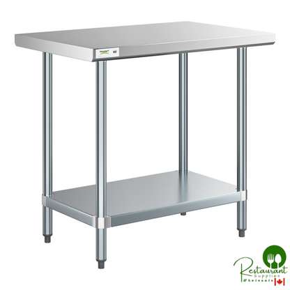 Regency 24" x 36" 18-Gauge 304 Stainless Steel Commercial Work Table with Galvanized Legs and Undershelf