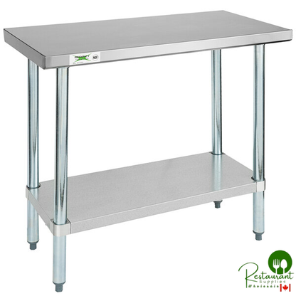 Regency 18" x 36" 18-Gauge 304 Stainless Steel Commercial Work Table with Galvanized Legs and Undershelf