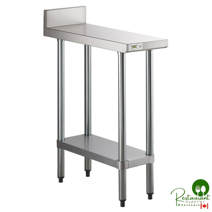 Regency 30" x 12" 18-Gauge 304 Stainless Steel Equipment Filler Table with Backsplash and Galvanized Undershelf
