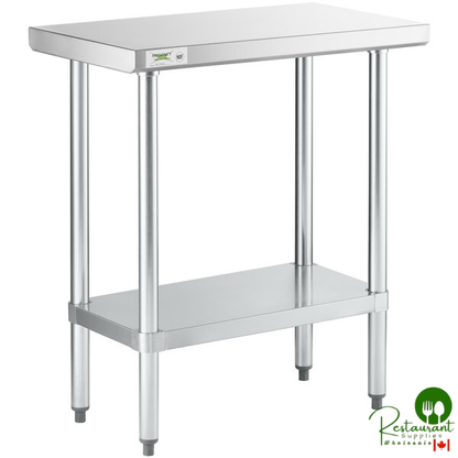 Regency 18" x 30" 18-Gauge 304 Stainless Steel Commercial Work Table with Galvanized Legs and Undershelf