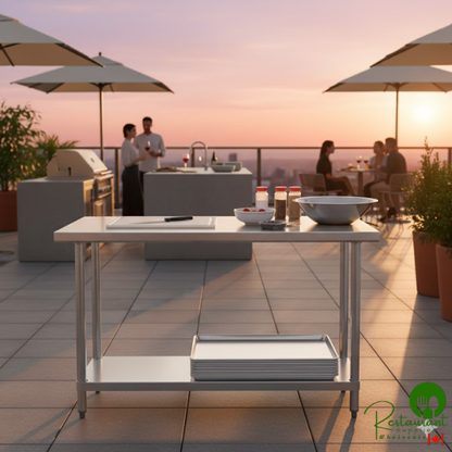 Regency 24" x 60" 18-Gauge 304 Stainless Steel Commercial Work Table with Galvanized Legs and Undershelf