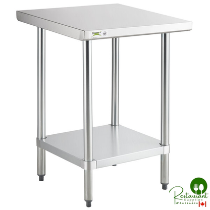 Regency 24" x 24" 18-Gauge 304 Stainless Steel Commercial Work Table with Galvanized Legs and Undershelf