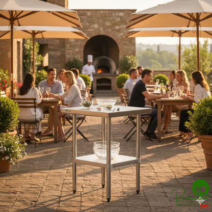 Regency 24" x 24" 18-Gauge 304 Stainless Steel Commercial Work Table with Galvanized Legs and Undershelf