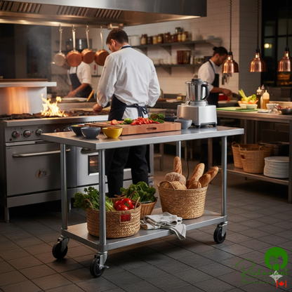 Regency 24" x 36" 18-Gauge 304 Stainless Steel Commercial Work Table with Galvanized Legs, Undershelf, and Casters