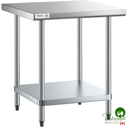 Regency 30" x 30" 18-Gauge 304 Stainless Steel Commercial Work Table with Galvanized Legs and Undershelf