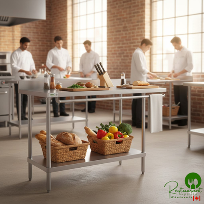 Regency 24" x 12" 18-Gauge 304 Stainless Steel Equipment Filler Table with Backsplash and Galvanized Undershelf