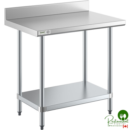 Regency 24" x 36" 18-Gauge 304 Stainless Steel Commercial Work Table with 4" Backsplash and Galvanized Undershelf