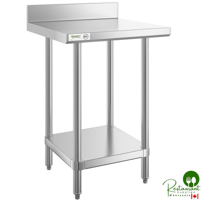 Regency 24" x 24" 16-Gauge Stainless Steel Commercial Work Table with 4" Backsplash and Undershelf