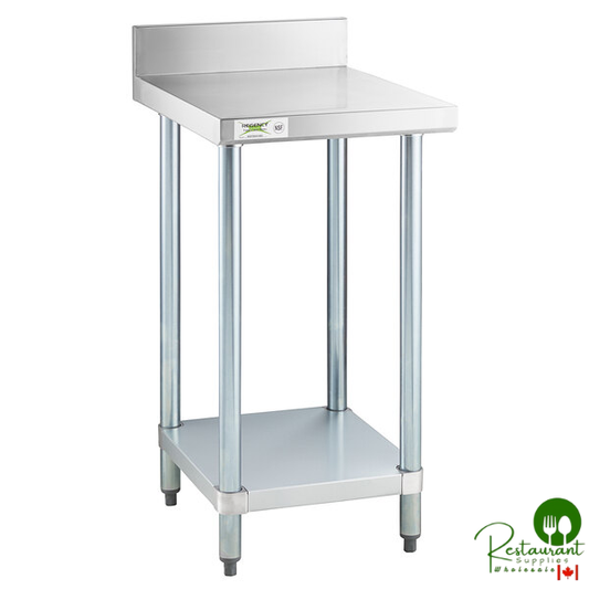 Regency 24" x 18" 18-Gauge 304 Stainless Steel Equipment Filler Table with Backsplash and Galvanized Undershelf